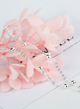 新款手链女通体925纯银手饰女时尚简约珠链 源头厂货银饰小清新