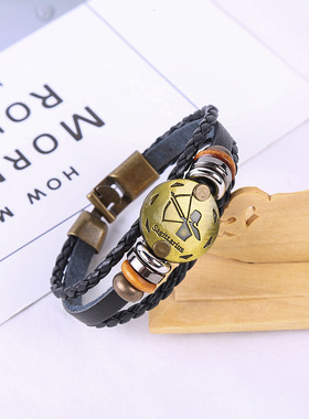 日系古着户外工装手链12星座编织手链流行男士手环古着穿搭配饰