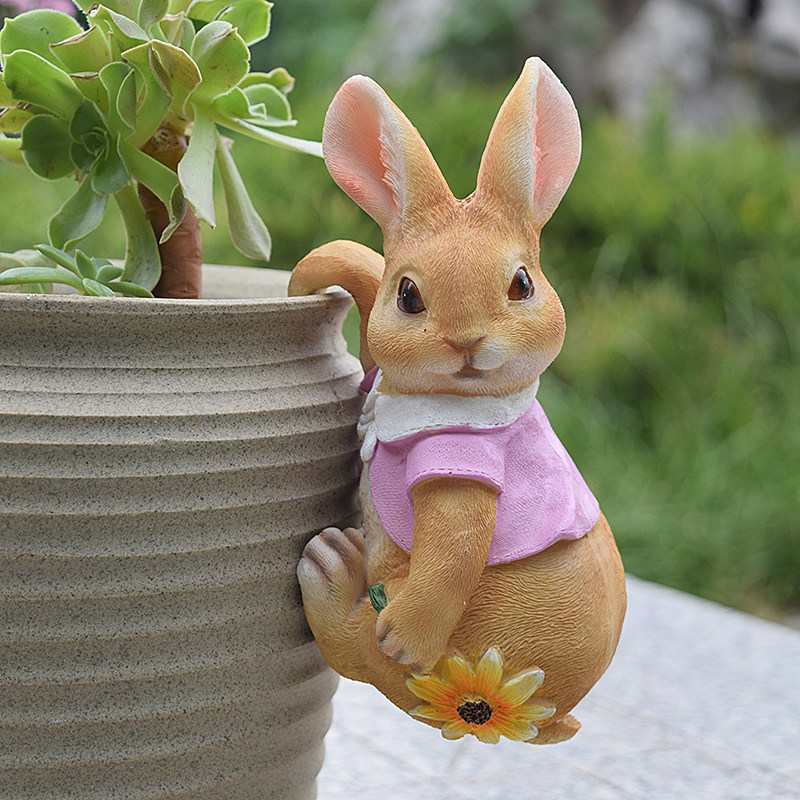 花园卡通情侣兔花盆挂件阳台树脂动物摆件庭院花店幼儿园装饰工艺,淘宝优惠券,粉丝福利购,淘宝优惠卷