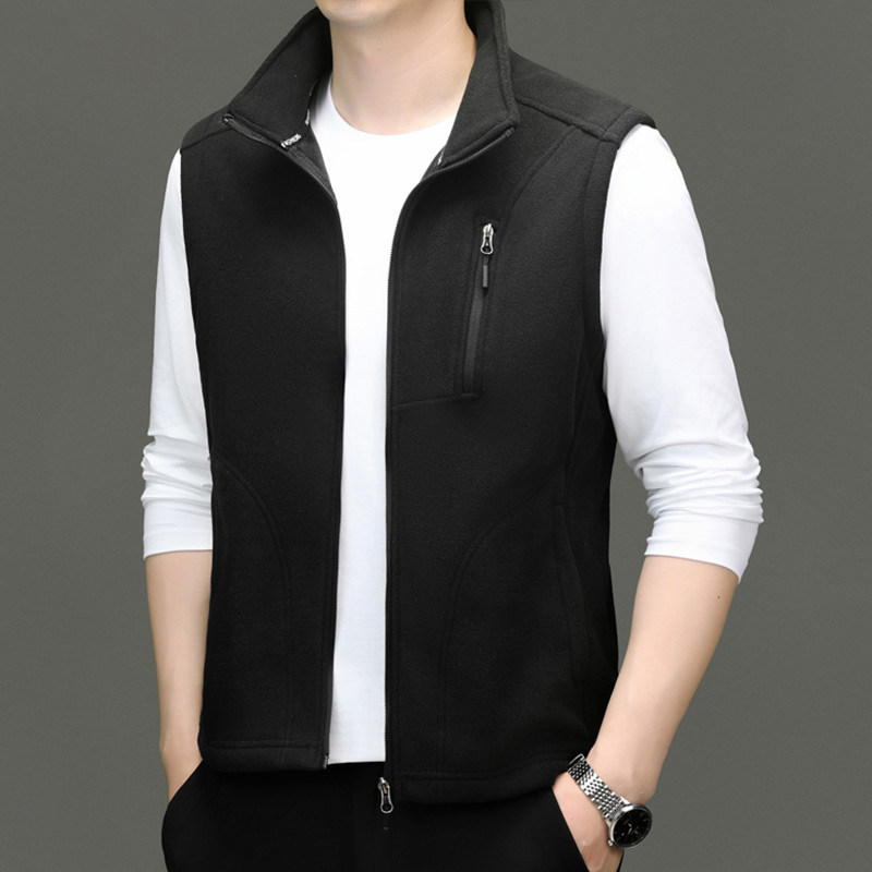摇粒绒马甲男立领无袖抓绒衣加绒加厚秋冬坎肩背心休闲男士外套潮,淘宝优惠券,粉丝福利购,淘宝优惠卷