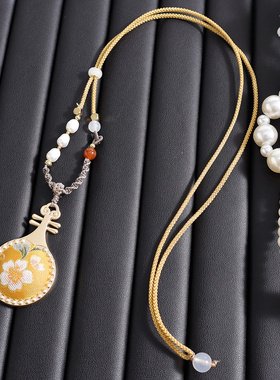 非遗东方美学真丝宋锦 古风毛衣项链吊坠新中式国风配饰 旗袍配饰