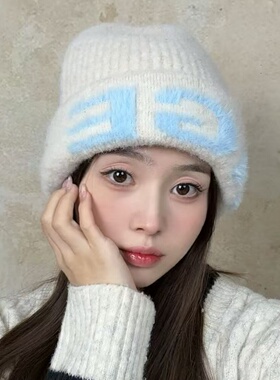 大牛龟2025帽子女韩版冬季情侣针织帽加厚保暖毛线字母护耳帽子男