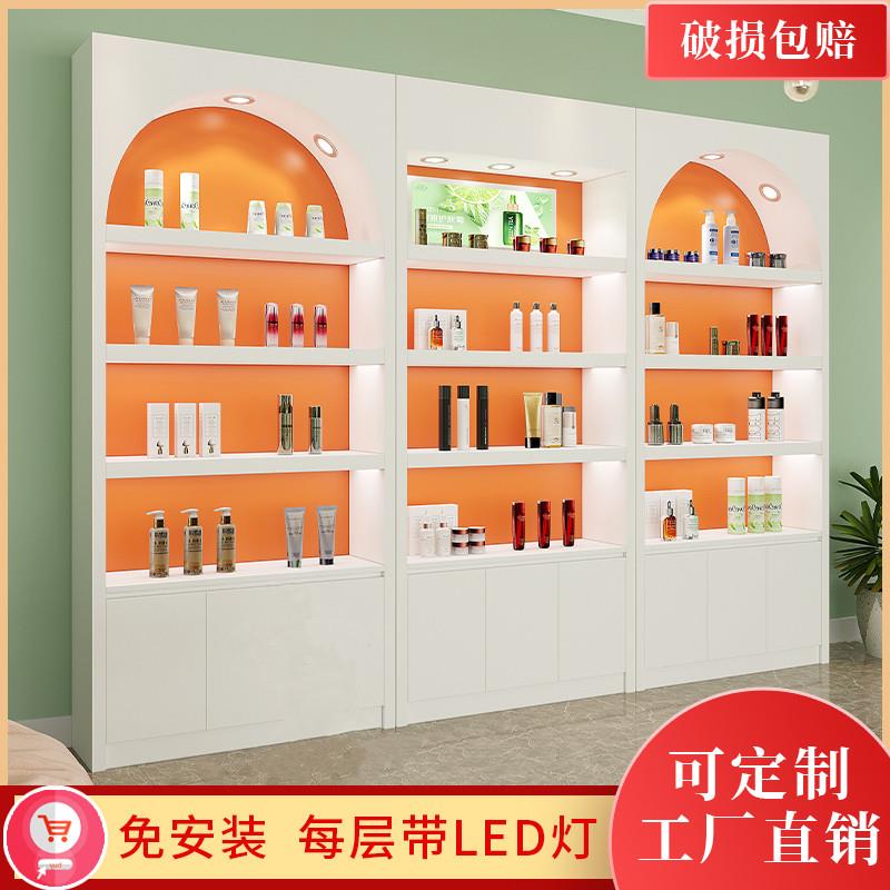 化妆品展示柜烤漆皮肤管理柜子简约货架陈列柜美容院产品展柜定制-图0