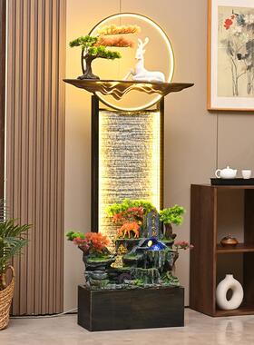 落地水幕墙轻奢客厅电视柜大型流水循环摆件玄关开业送礼招财装饰