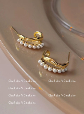 Chakoko几何珍珠圆形耳环