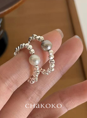 小众设计高级戒指碎银珍珠时尚