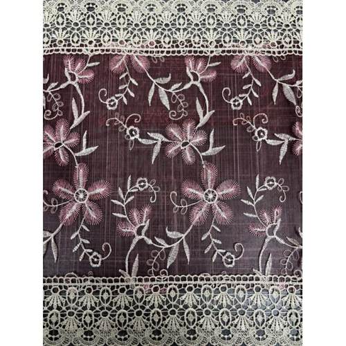 N223 枣红色纱绣桌旗 45*270cm - 图0