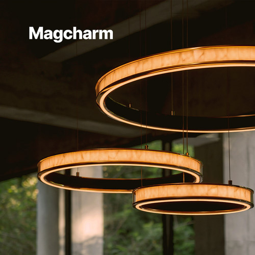 诺克Magcharm云璃客厅吊灯现代简约艺术轻奢云石圆形灯具大厅主灯 - 图3