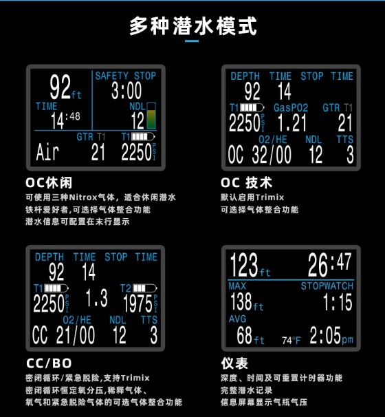 Shearwater Perdix AI SA彩屏技术潜水电脑表手表支持无线发射器-图1