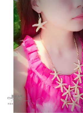 波西米亚风天然贝壳海边锁骨链