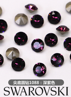 施华洛世奇圆形尖底深紫色美甲