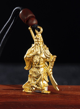 霸气立体关公吊坠实心关二爷男士镀银项链男潮流好运武财神挂