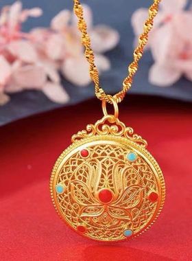圆牌古法合金八宝吊坠项链毛衣