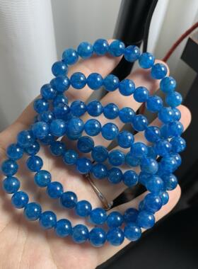 天然蓝磷灰石小方随形切面盘珠diy光面盘珠项链三圈手链净体艳蓝