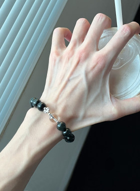 收藏级彩虹眼黑曜石！保真！纯天然晶石手串情侣手链男女纪念礼物