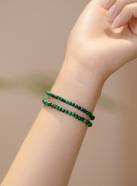 天然水晶手链女3mm天然酒红石榴石手链女14K金草莓晶粉晶手饰