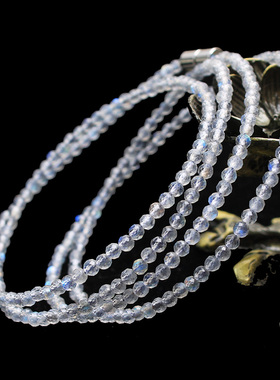 天然水晶手链灰月光石手串多圈女士项链饰品礼物多面体切面