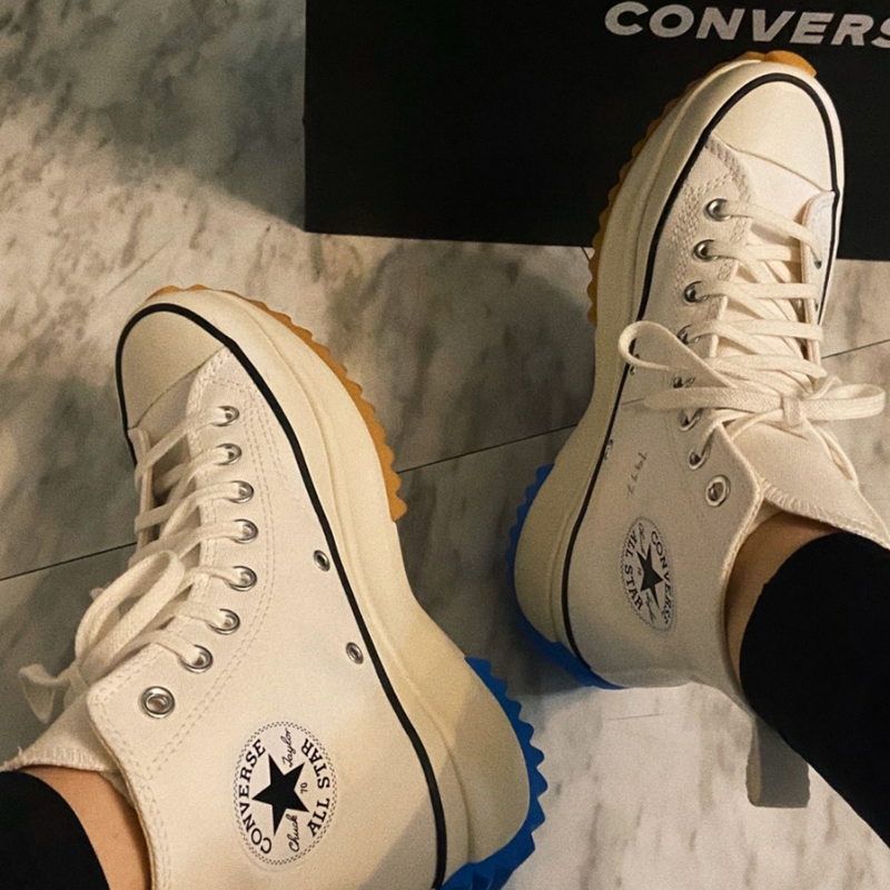 Converse匡威Run Star Hike黑白色增高厚底休闲情侣帆布鞋166800C