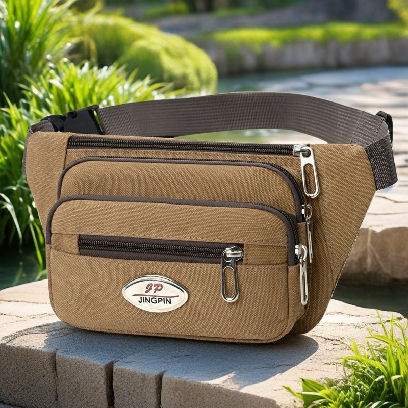新款帆布腰包男女通用时尚百搭单肩斜挎包休闲运动包多功能手机包,淘宝优惠券,粉丝福利购,淘宝优惠卷