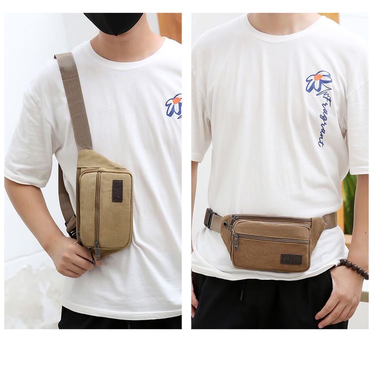 Canvas wear-resistant construction site outdoor crossbody waist bag