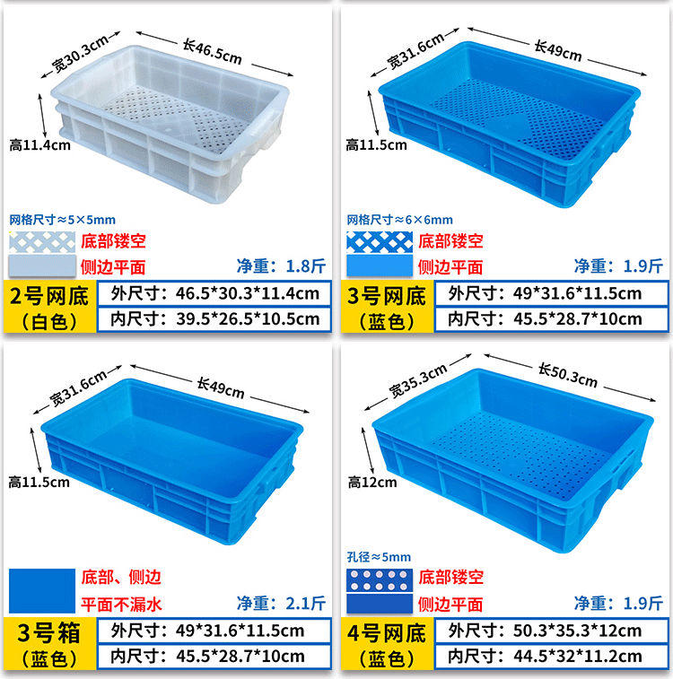 过滤清洗箱底部漏水镂空豆芽筐养殖框塑料周转五金工具收纳箱加厚