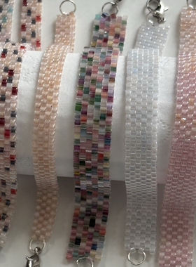 diy自制超优米珠古董珠宽面缎带手链法式百搭高级感手环手链包邮