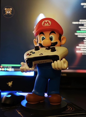 超级玛丽周边mario马里奥潮玩公仔手柄遥控手机支架摆件生日礼物