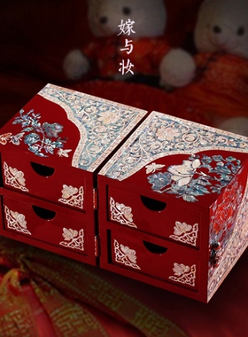 螺钿漆器结婚嫁妆实木首饰盒