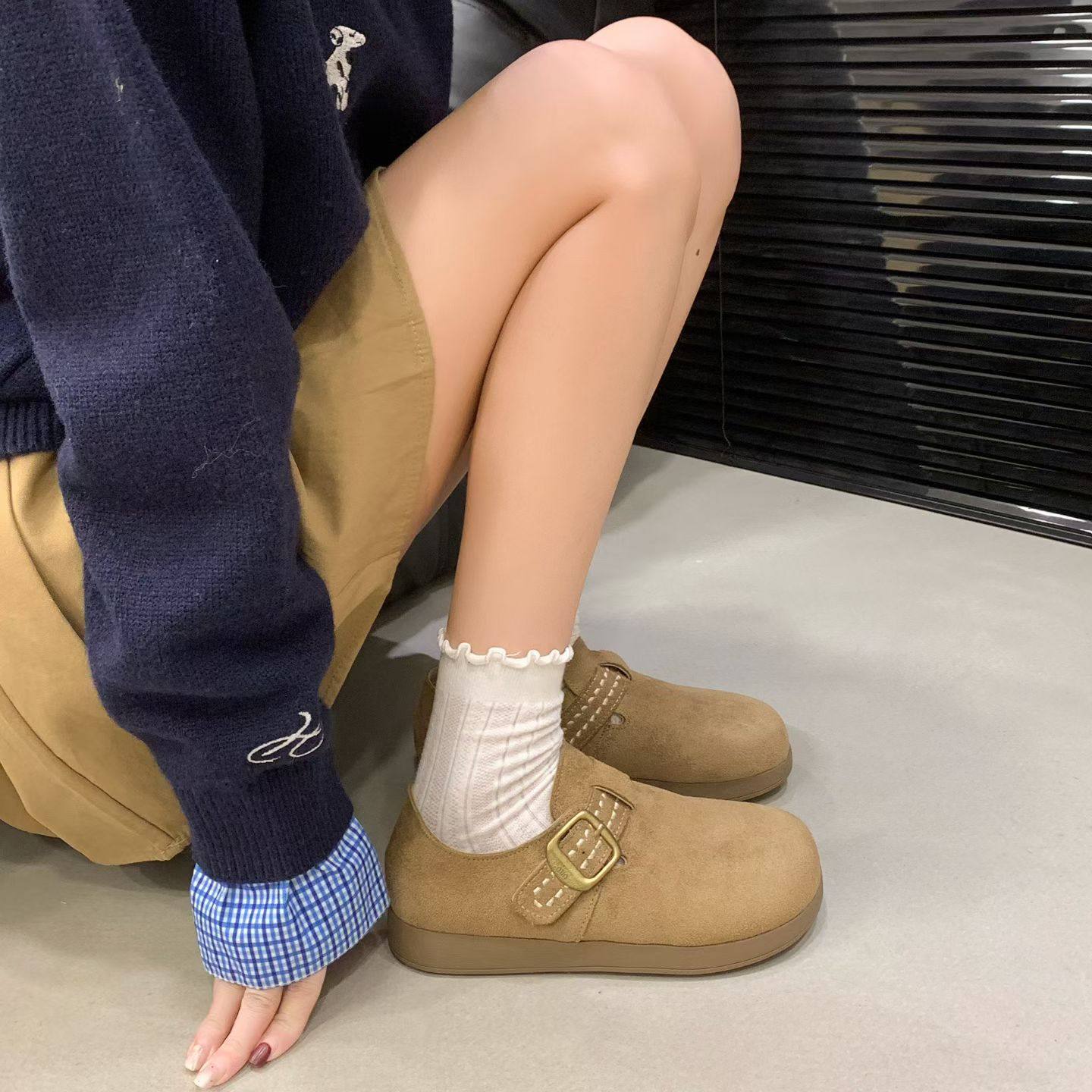 2026春季新款勃肯单鞋女平底舒适洋气百搭一脚蹬复古小土豆乐福鞋,淘宝优惠券,粉丝福利购,淘宝优惠卷