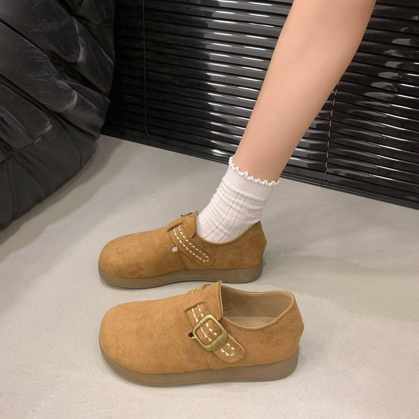 2026春季新款勃肯单鞋女平底舒适洋气百搭一脚蹬复古小土豆乐福鞋,淘宝优惠券,粉丝福利购,淘宝优惠卷