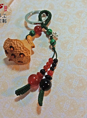 正品肥城纯桃木泰银莲蓬钥匙扣圈