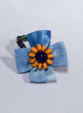 秋冬民族风手工蓝染布艺花朵戒指