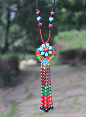 复古民族风泰国手工蜡线毛衣链