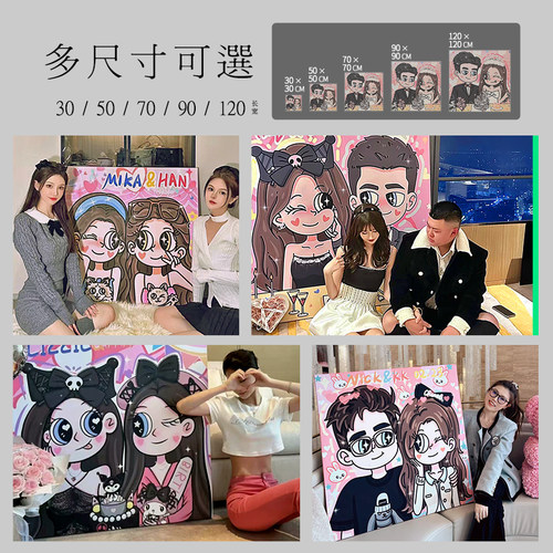 星蝶公主手绘插画成品定制q版可爱漫画真人卡通头像装饰画礼物 - 图3