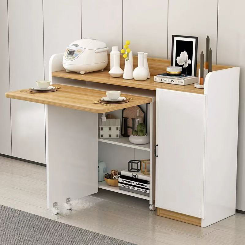 折叠餐桌家用小户型餐桌边柜组合简约微波炉柜可移动简易吃饭桌子,淘宝优惠券,粉丝福利购,淘宝优惠卷