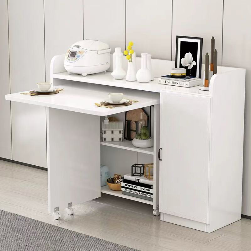 折叠餐桌家用小户型餐桌边柜组合简约微波炉柜可移动简易吃饭桌子,淘宝优惠券,粉丝福利购,淘宝优惠卷