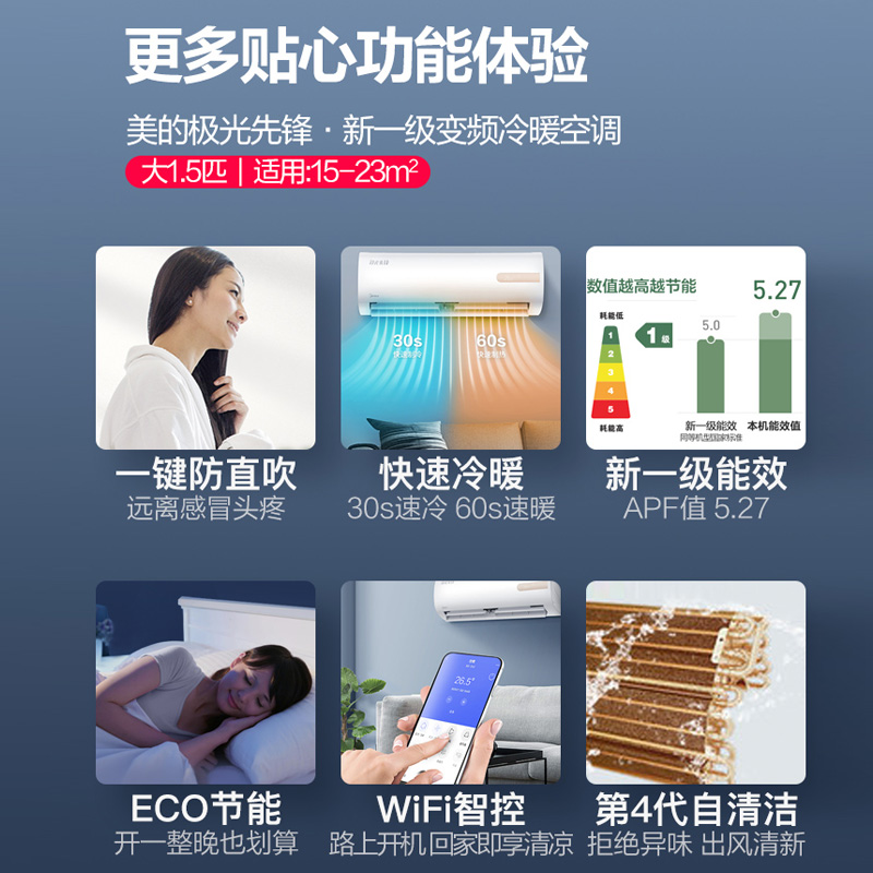 MHA 匹空调智能家电挂机式新能效极光先锋 1.5 一级节能变频大 美 MHA 匹空调智能家电挂机式新能效极光先锋 1.5 一级节能变频大 美