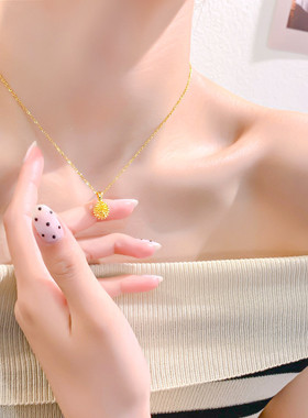 黄金色榴莲吊坠锁骨链