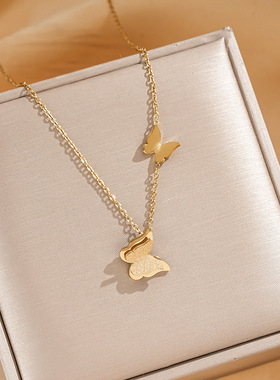 玫瑰金蝴蝶项链女轻奢小众设计高级感锁骨链送女友闺蜜生日礼物