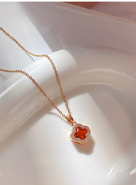 满钻四叶草项链女款2026新款爆款轻奢小众生日礼物送女友高级饰品