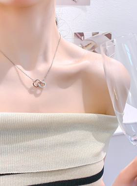 双环爱心项链女爆款小众设计