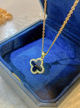 玫瑰金四叶草项链女小掉色锁骨链