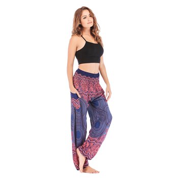 ປະເທດໄທ Chiang Mai Night Market Elephant Straight Wide Leg Casual Cool Thin Thin Pattern Yoga Cotton Silk Anti-Mosquito Sunscreen Women's Pants ສົ່ງຟຣີ