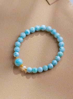 石秀堂天然海纹石转运珠项链加针钠钙石锁骨链显白清带鉴定证书