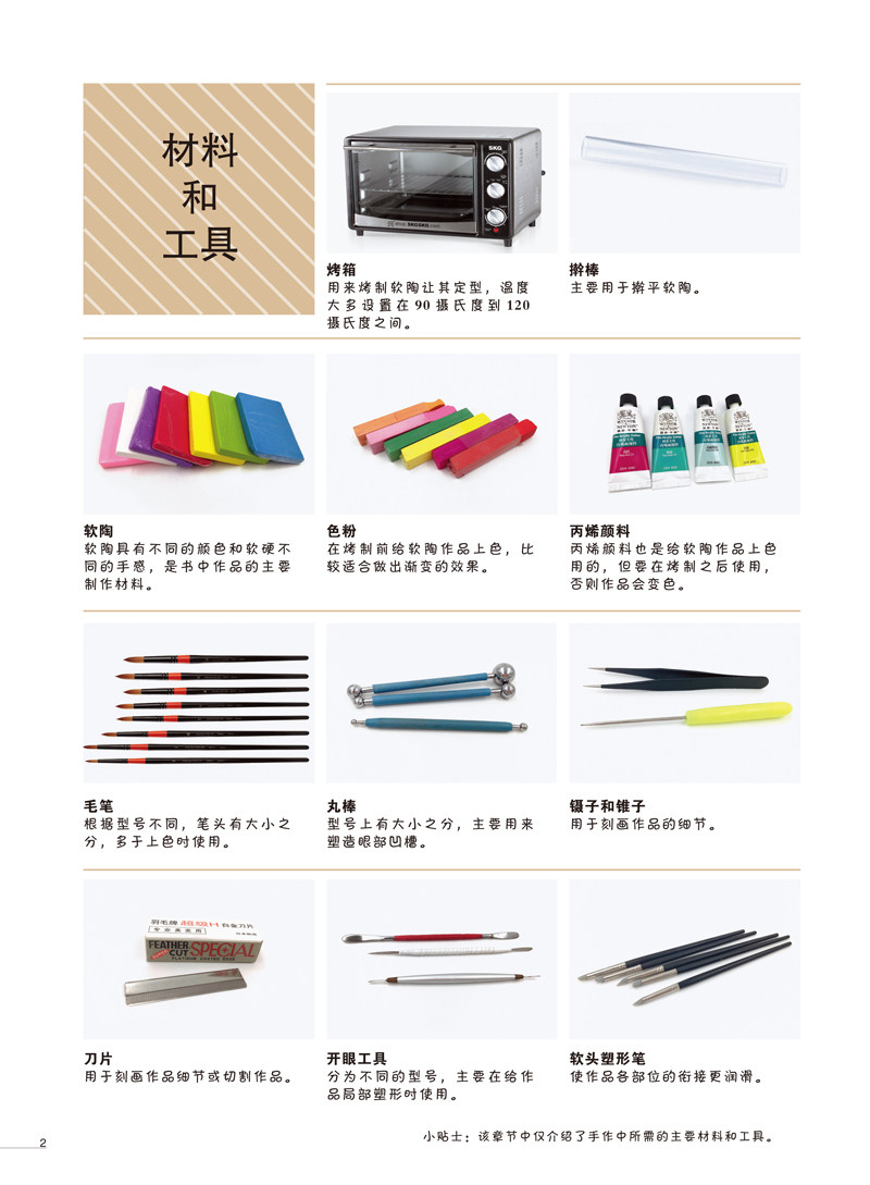【视频教程】儿童软陶教程2册幼儿小学生彩陶泥土软陶粘土橡皮泥课程创意立体手工制作方法创意陶艺技法教材教案基础入门的书籍