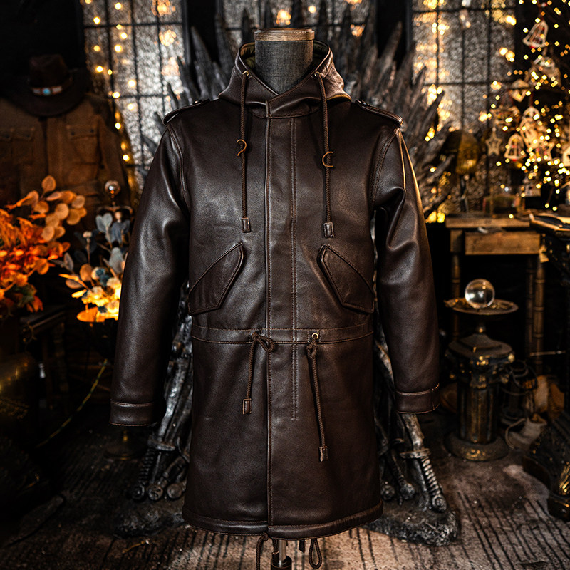 莫臣战地绵羊皮风衣鱼尾大衣休闲中长款秋冬男防风外套工装PM51,淘宝优惠券,粉丝福利购,淘宝优惠卷