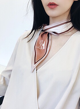 尖角春秋细窄长条ins绑包丝巾