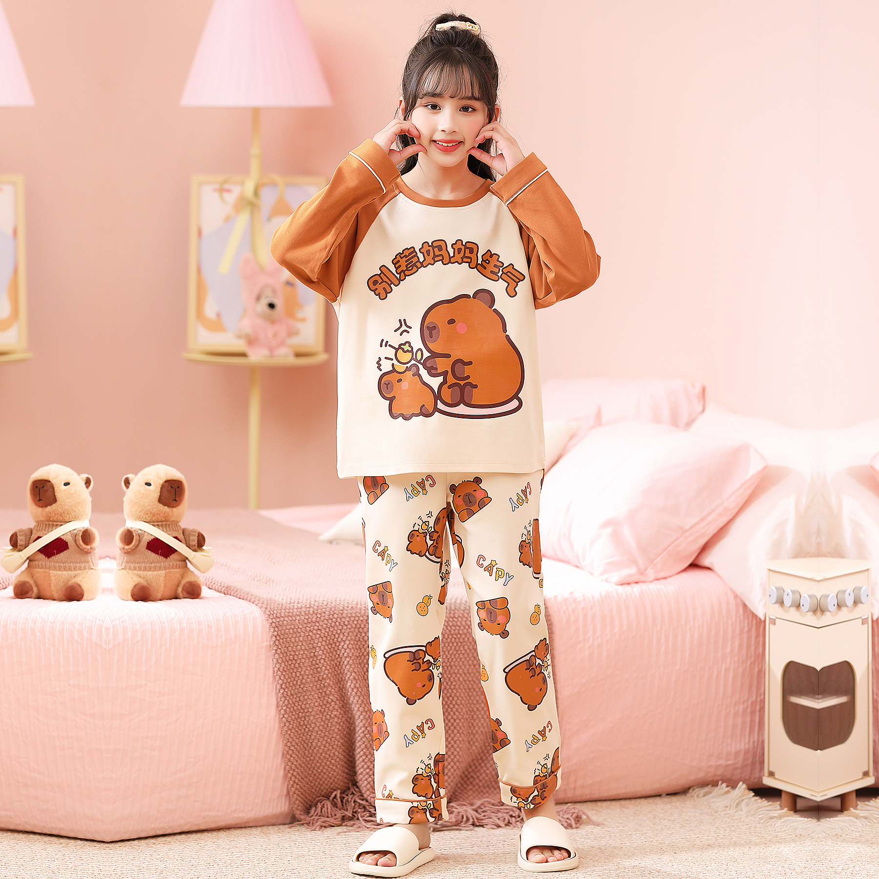 女童儿童睡衣a类全棉2025新款春秋季高端纯棉女款女孩宝宝家居服 - 图1