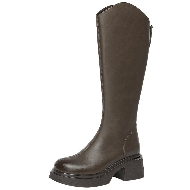 戈美其靴子长筒靴女2024新款春季超火靴子小个子增高骑士靴高筒靴 - 图0