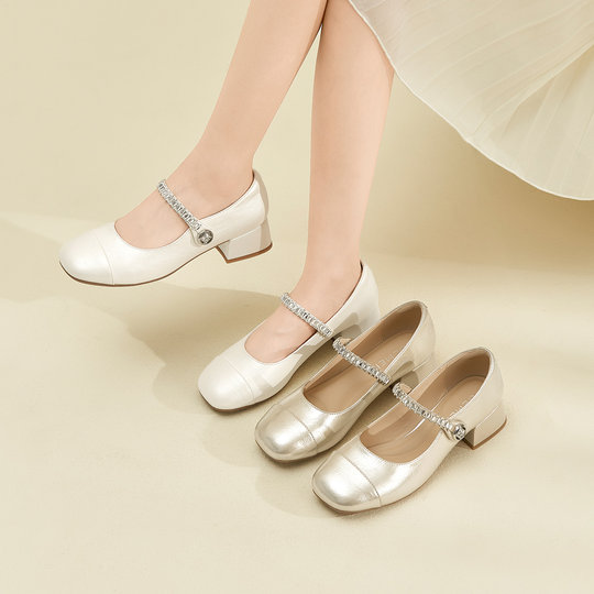 Gomeichi thick heel Mary Jane shoes for women 2025 new style with skirt beautiful without tiring feet French temperament small shoes
